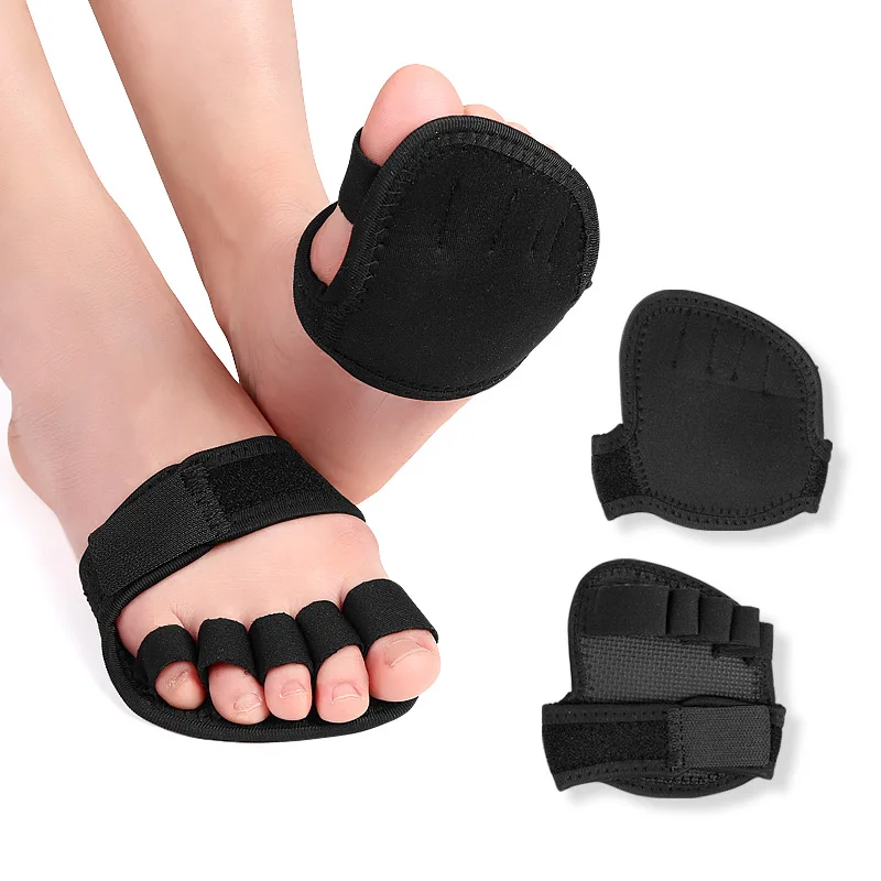 5-Toe Yoga Socks with Adjustable Belt Invisible Half Forefoot Pad Anti-slip Toeless Socks Women Metatarsal Pads