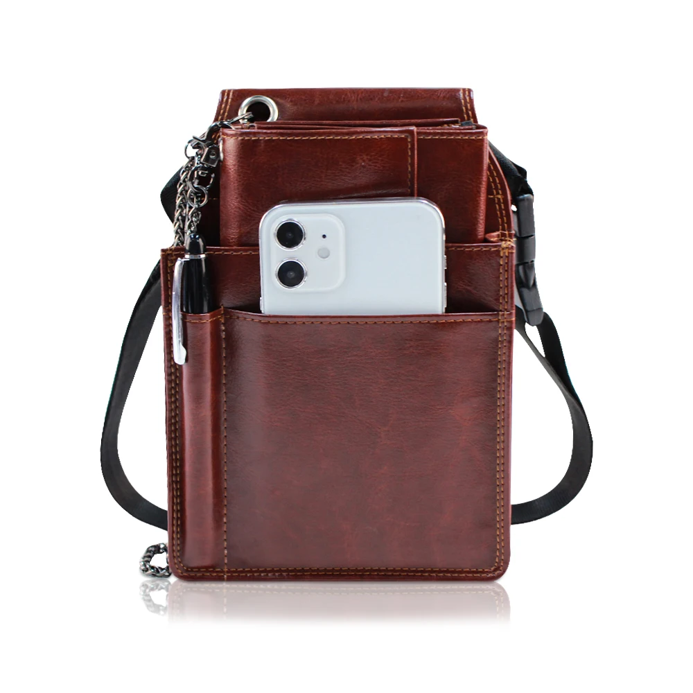 Boshiho Customized Logo Restaurant Pouch Large Capacity Waiters Waitress Purse Wallet Sets with belt