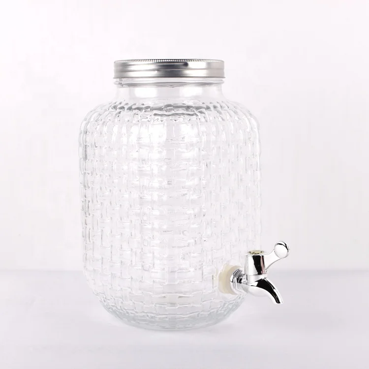 1 Gallon Wholesale Cold Juice Beverage Glass Drink Dispenser Jar with Metal Lid