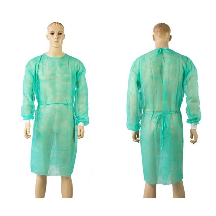 
 Одноразовое медицинское изоляционное платье AAMI Level 2 с трикотажными манжетами, нетканое полипропиленовое платье  