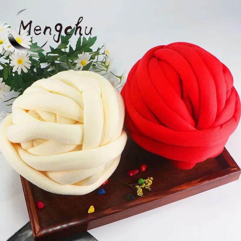 Knitting Comfy Cotton Hand Braided Blanket Chunky Knitted Filled Tube Yarn