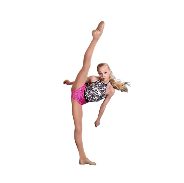 Summer Hot sale Yellow sequin with Black White printing  high quality dance performance dress