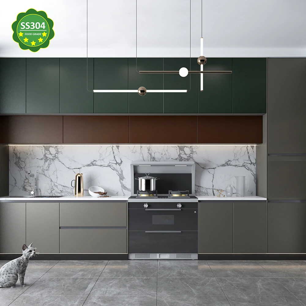 Hyxion Stainless steel black modern kitchen drawer cabinets