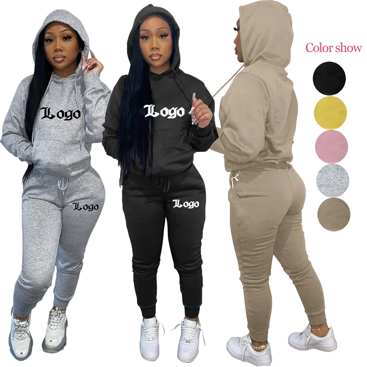Wholesale 2022 Custom Logo Female Training Wear Sweatsuit 2 Piece pants Sets Track Suit Tracksuits Women Sweat Jogging Suits