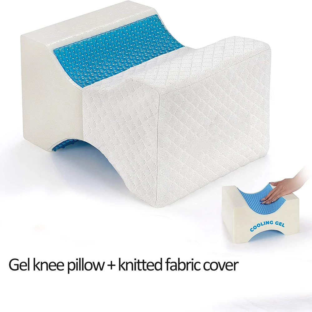 Ergonomic Cooling Gel Memory Foam Orthopedic Side Sleeper Knee Support Pillow with Gel