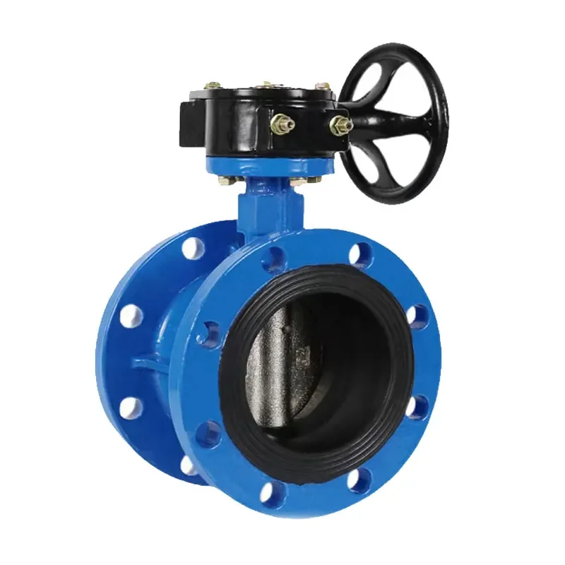 Dn150 Epdm Soft Sealing Class150 Worm Gear Cast Iron Hand wheel Double Flange Butterfly Valve
