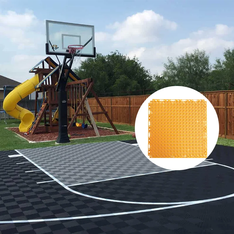Outdoor PP interlocking plastic floor tiles basketball courts rubber flooring