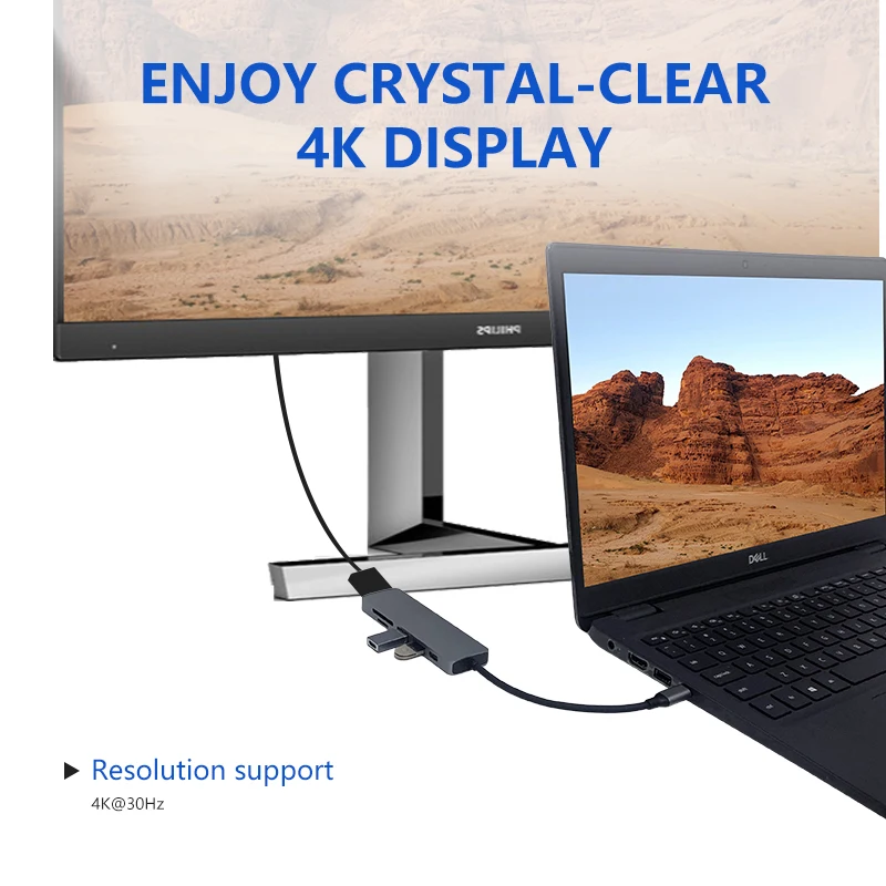 6 в 1 4K гипердрайв USB-C док-станция для usb-концентратора типа C для Macbook Pro