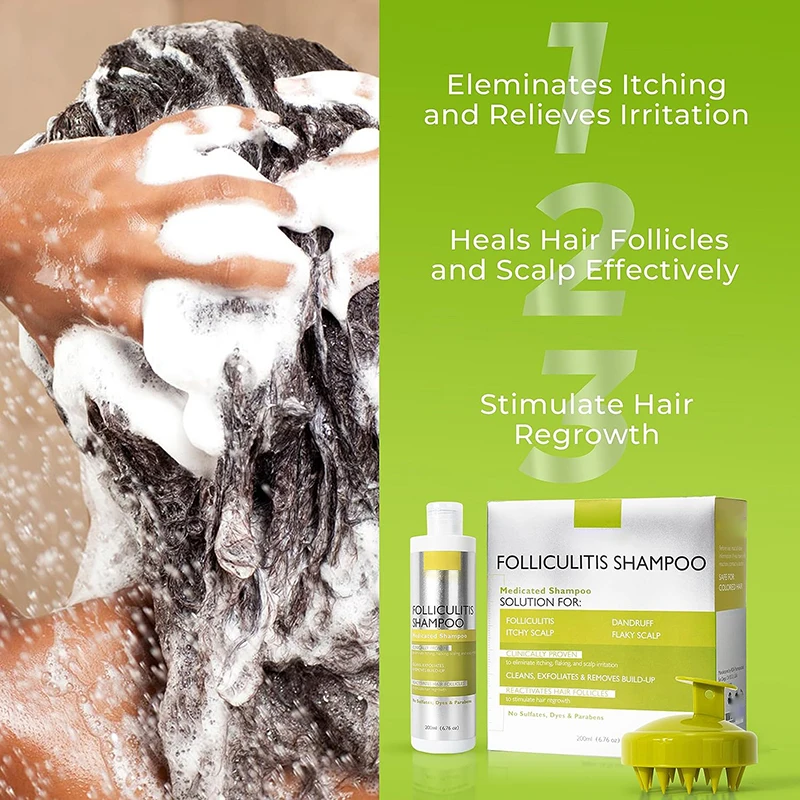 Relieve Itchy Dry Scalp and Treat Dandruff Seborrheic Dermatitis Psoriasis with Anti-Folliculitis Hair Growth Shampoo