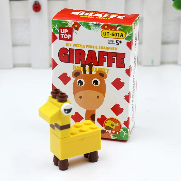 DIY cartoon building blocks students creative stationery kindergarten puzzle assembly pencil sharpener