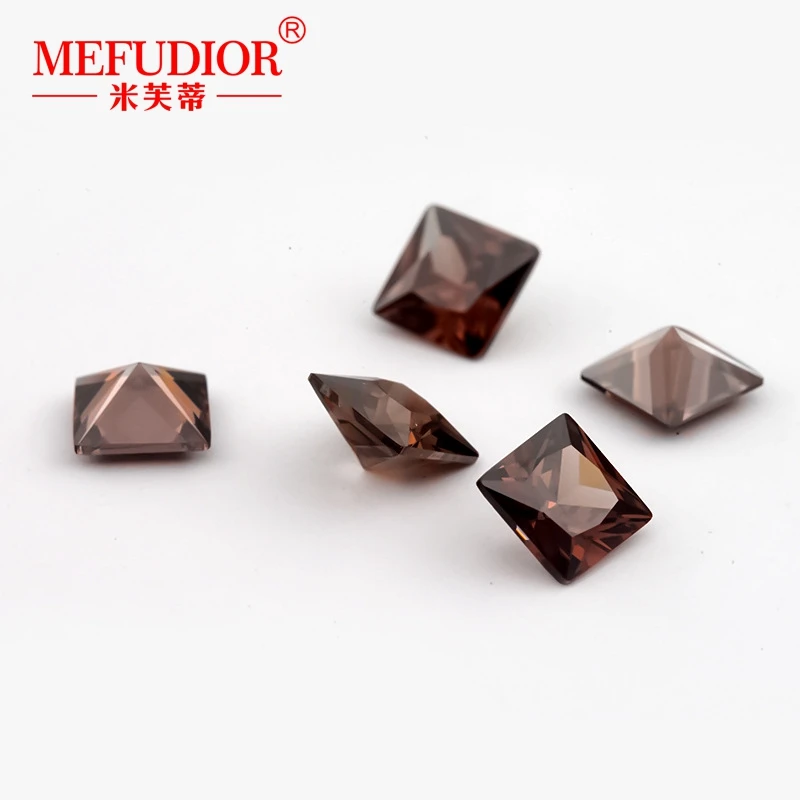 Artificial diamond Synthetic CZ stone Factory wholesale coffee color Square shape loose Cubic Zirconia