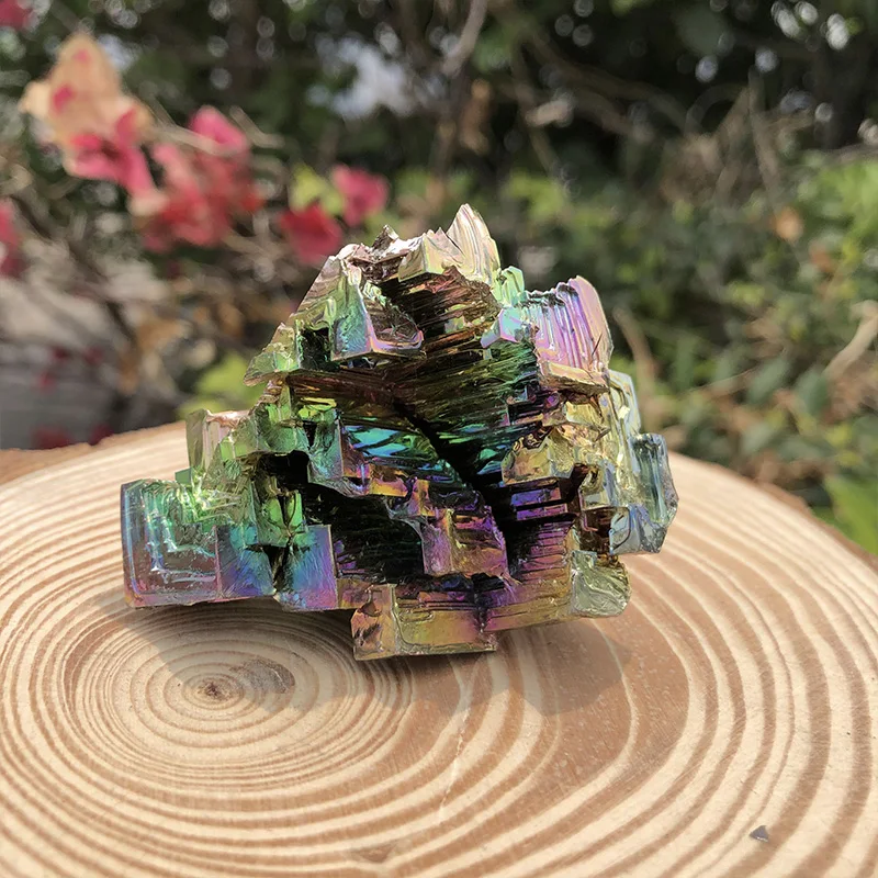 Natural Titanium Bismuth Home Furnishing Decoration Charm Irregular Specimen Metal Crystal Bismuth Gemstone