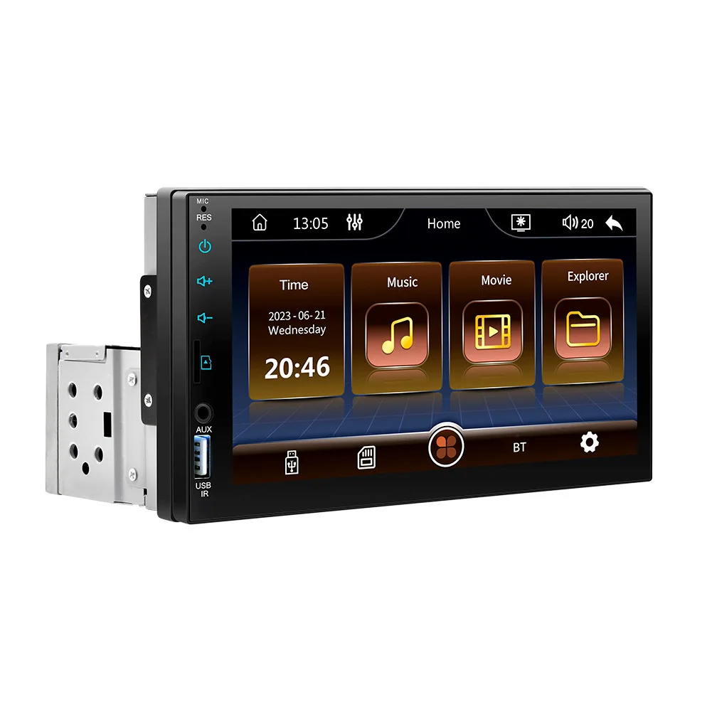 Zmecar 1 Din Car Radio 7 Inch Touch Screen Carplay Android Auto Car Mp5 Player For Car Stereo Player BT FM AUX TF Camera