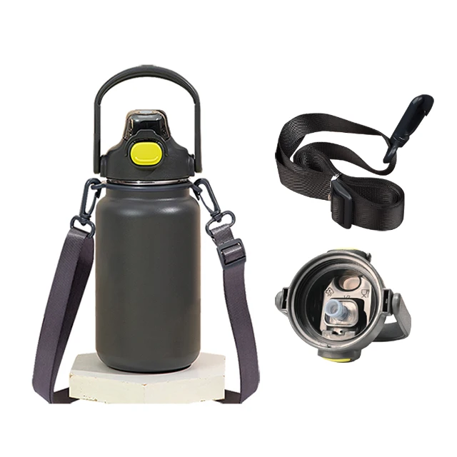 Motivational Fancy Adult Printable Sports Straw Vacuum Water Bottle with Lid