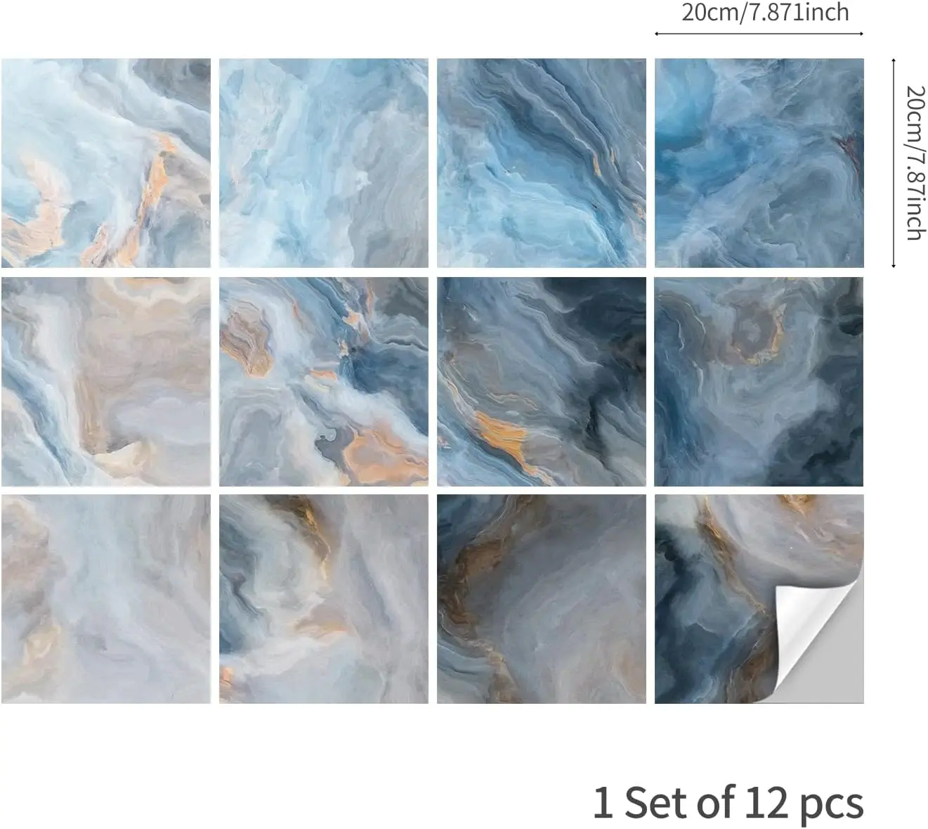 Wall Tile Marble Bath Tile Stickers For Kitchen Peel And Stick Wall Arts Non-Slip PVC Floor Stickers for Ceramic Bath