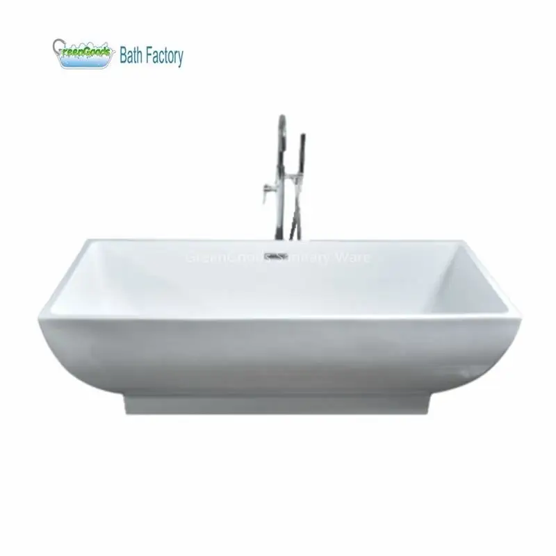 CE Fashionable Indoor 59 Rectangular Bath Tub 1 Person Freestanding Inside Shower Master Bathtub with Tap Holes and Pedestal