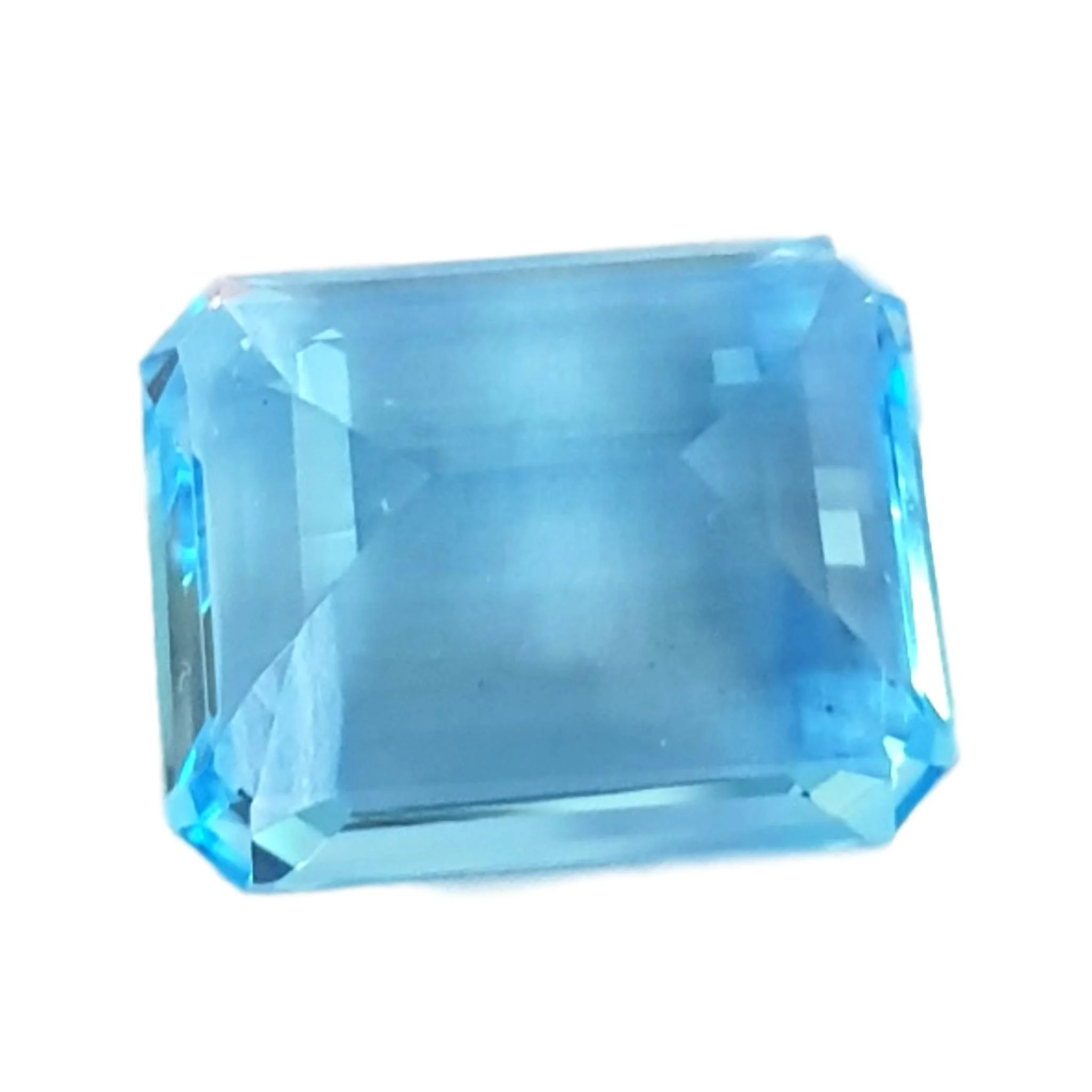 emerald cut swiss blue topaz gemstone