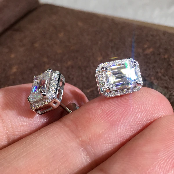 Fashion Jewelry 925 Siver Pear Stud Earring Women 18k Gold Plated Oval Heart Moissanite Earring