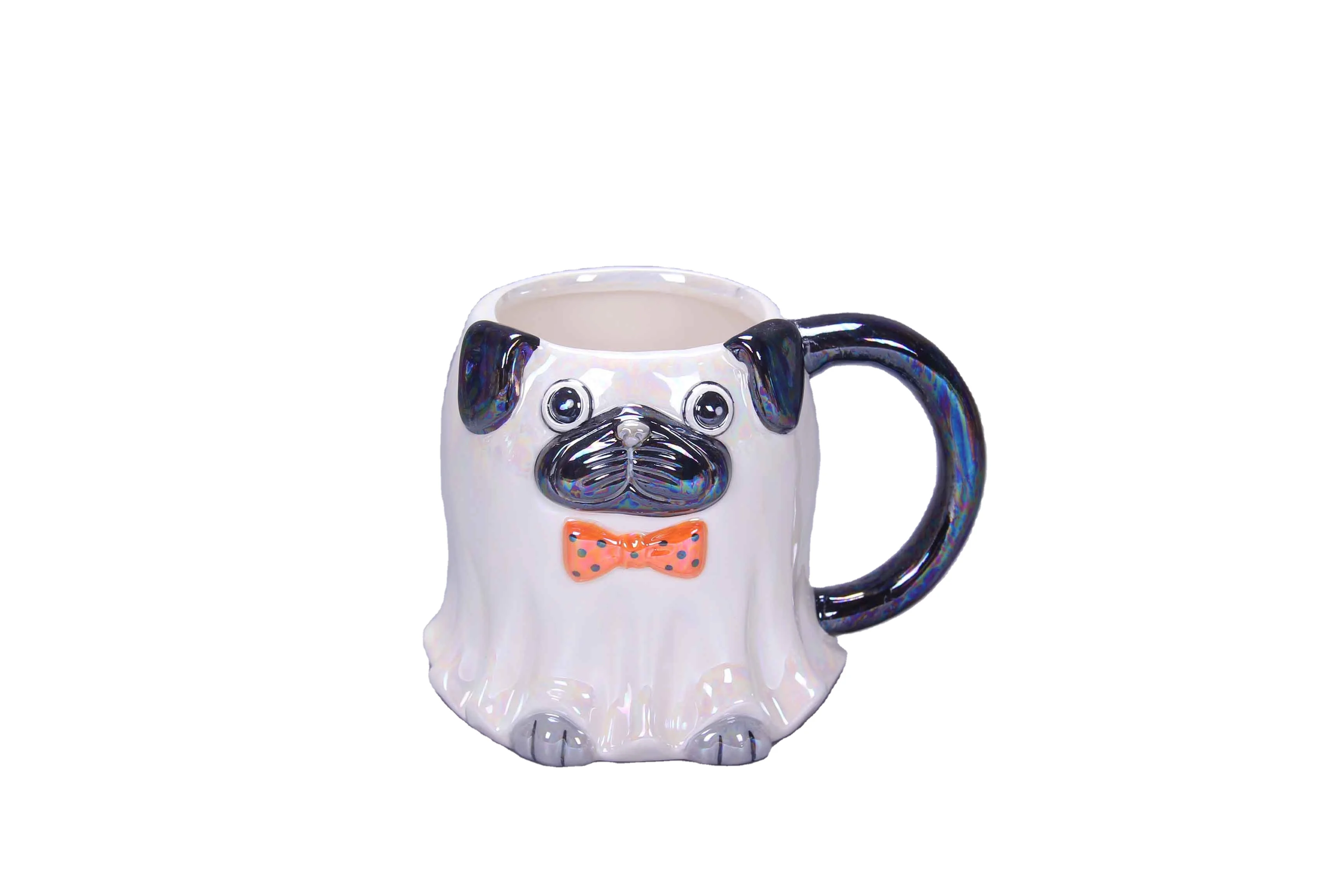 Handmade Minimalist Ceramic and Pottery Mug with Cat Design Funny Handle for Coffee or Tea