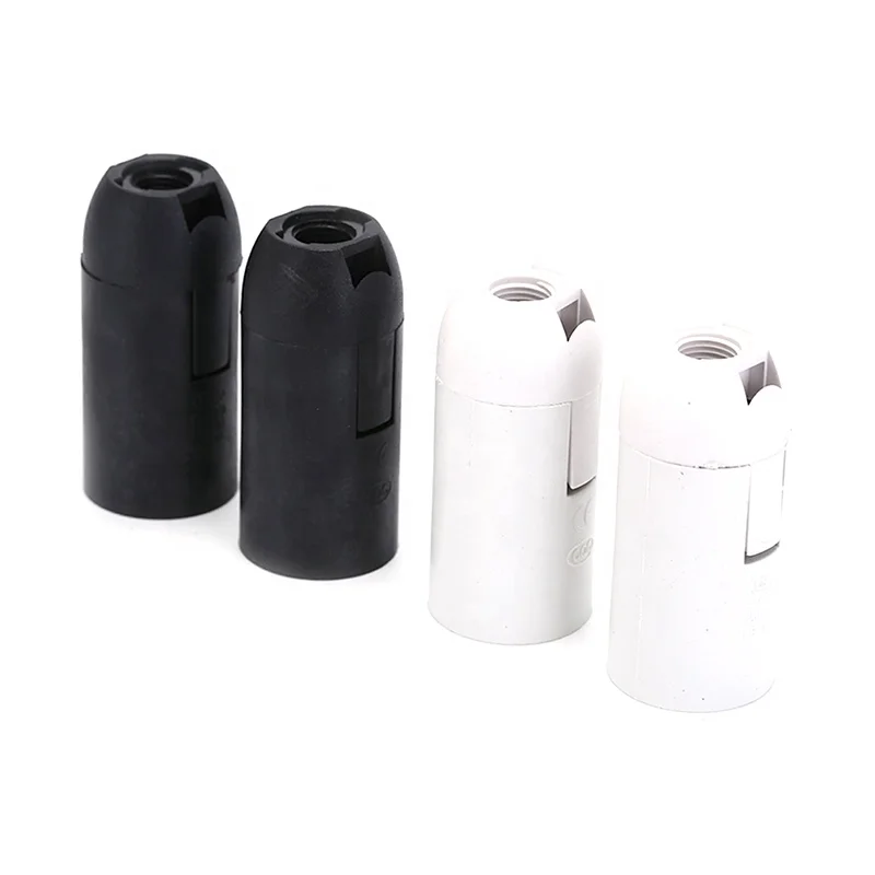 CE Smooth Plastic Lamp Socket E14 Screw Lamp Holder Black/White