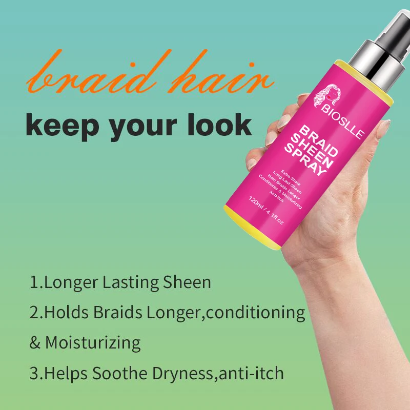 BIOSLLE Custom Logo extra Hold Dry Fast Styling Spritz Hair Silkening Mist Braid Sheen Spray