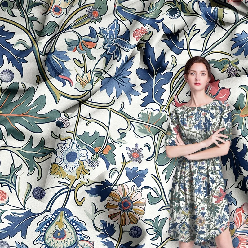 Comfortable Breathable Custom Printed Tencel Fabric 100 Tencel Fiber Twill Fabric