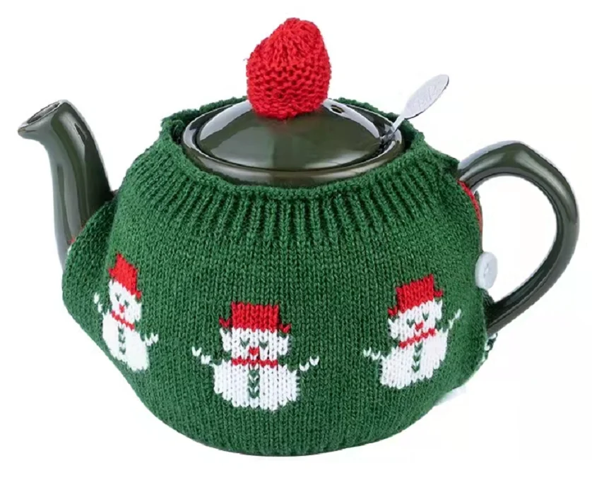 Рождественский чайник Cheersee, подогреватель, черная, красная улитка, ручная работа, вязаная крючком ткань, удобный чай с регулируемой кнопкой