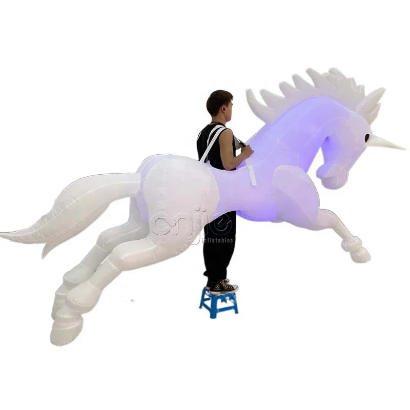 Giant animal mascot costume inflatable white led horse costume mascot unicorn costume horse characters