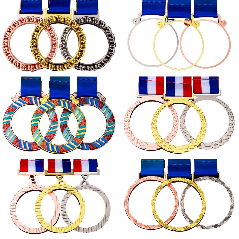 Stock Mold Custom Insert 3D Medals Sublimation Engrave Sports Marathon Dancing Epoxy Gold Blank Metal Medals And Trophies