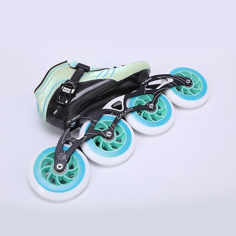Professional roller skates training green pink roller skates with big wheels and four wheels