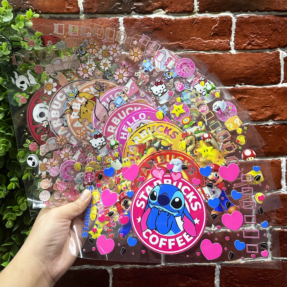 Factory Hot Sale Good Quality Ready To Ship Cartoon Transfer Logo Sticker Vinyl UV DTF Cup Wrap Transfers 16oz For Glass Cups