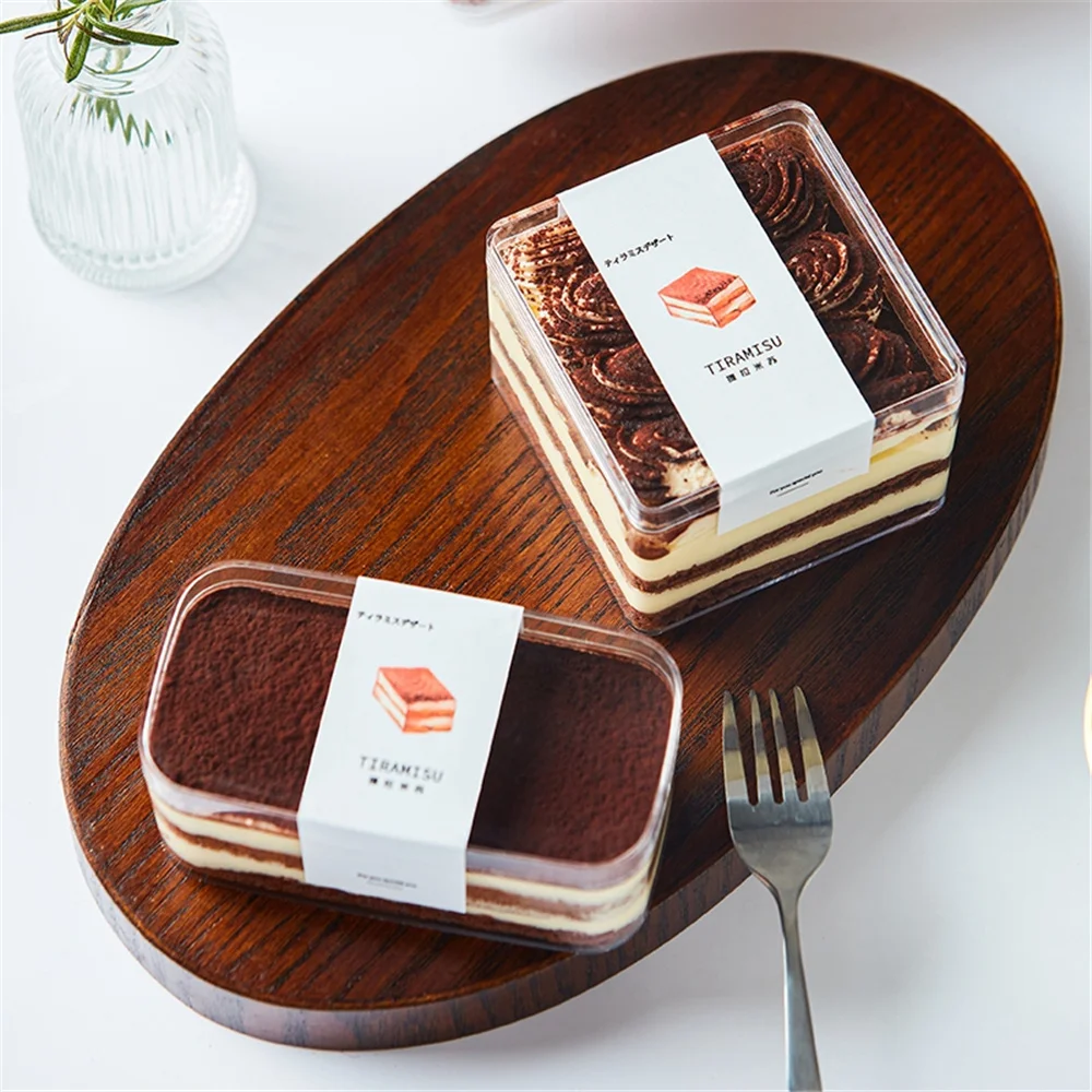 Custom Pet Clear Square Cake Dessert Packaging Box Transparent Food Container Plastic Tiramisu Box