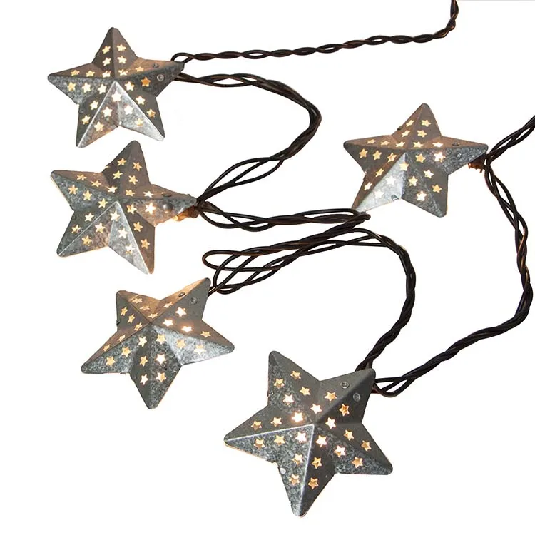 Оцинкованная металлическая 3D Звезда патио новое уличное украшение Сказочная гирлянда на солнечной батарее для наружного декора