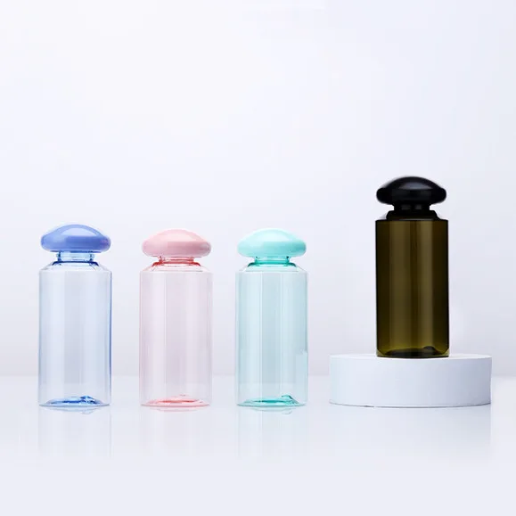 Empty pet custom cosmetic Hydrosol lotion bottle with slant shoulder and mushroom shape screw cap