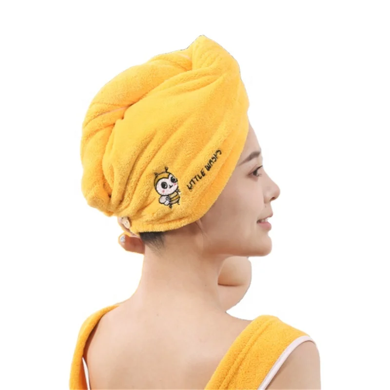 Embroidery Microfiber Hair Drying Hat Hair Towel Cap Hat Bath Hat Microfiber Wrap Turban Towel Cap Makeup Turban Hair Dry Cap