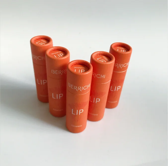 Eco Friendly Customize Cylinder Lipbalm Paper Tube Lipstick Packaging Kraft Cosmetic Cardboard Box