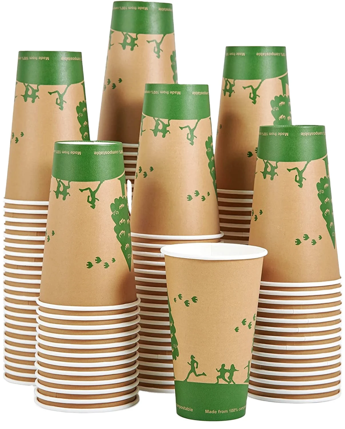 16 oz Paper Cups 100% Compostable Paper Coffee Cups With PLA Lined Disposable Biodegradable Hot Paper Cups for Party