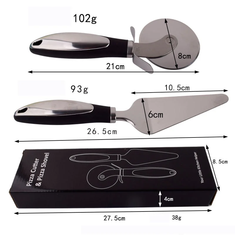 Best Premium Stainless Steel Pizza Wheel Cutter Knife and Pie Serve Classic Baking Tool Set Sharp Blade Non-Stick Pizza Cutting