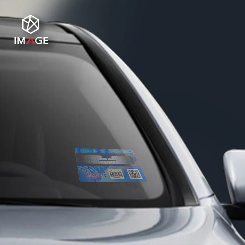 Hologram Windshield Stickers with RFID Chip for Vehicle Tracking,  Car Windshield Security Labels with Unique Code Printing