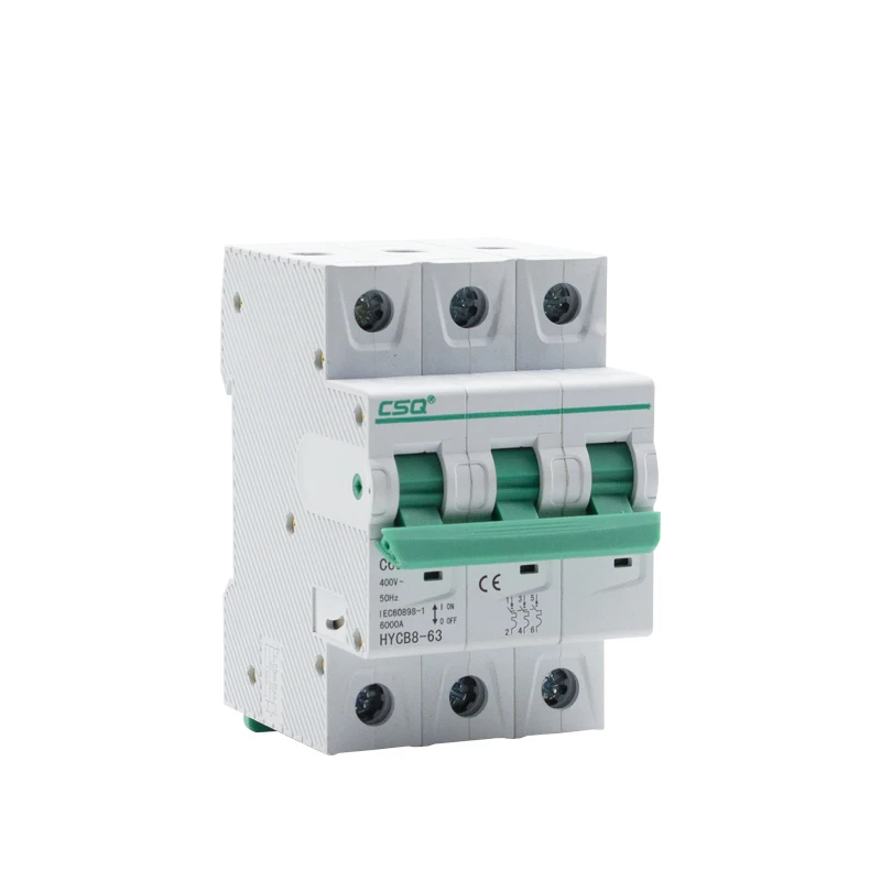 CSQ HYCB8-63 Din Rail 3 Phase Miniature Circuit Breaker 1p 60a 2p-4a Breakers