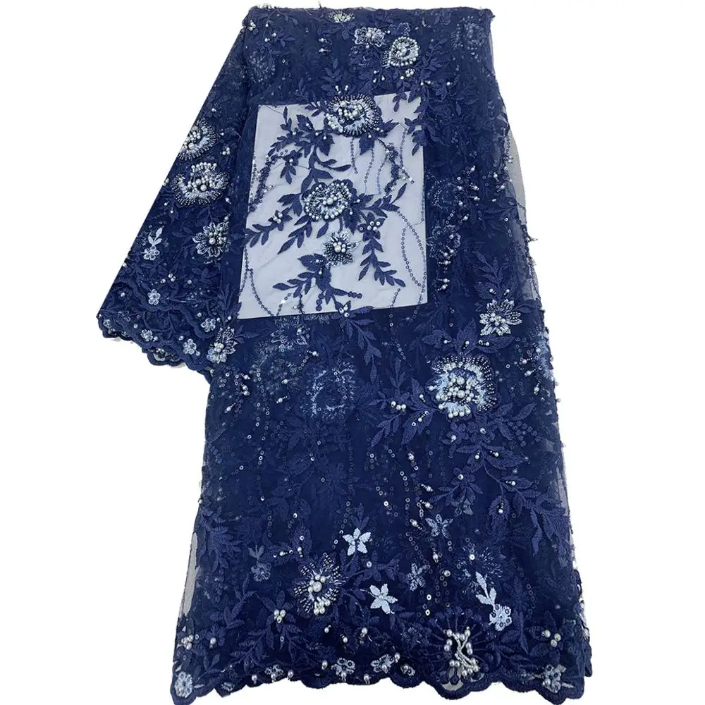 High Class Wine Color Handmade Beaded Tassel Lace Fabric For Beauty Dress Plenty Shining Sequins Floral Pattern French Tulle Net