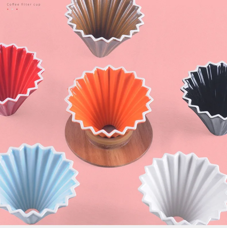 Ceramic handmade coffee filter cup multi-color supply funnel drip cake cup Origami Dripper