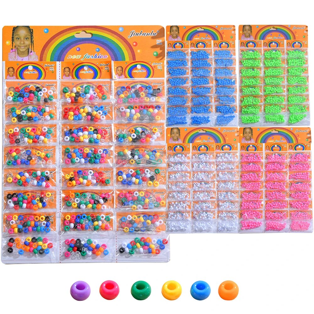 Popular colorful crochet beads plastic wooden metallic hair beads set accessories jewelry hair beads for braids wholesale