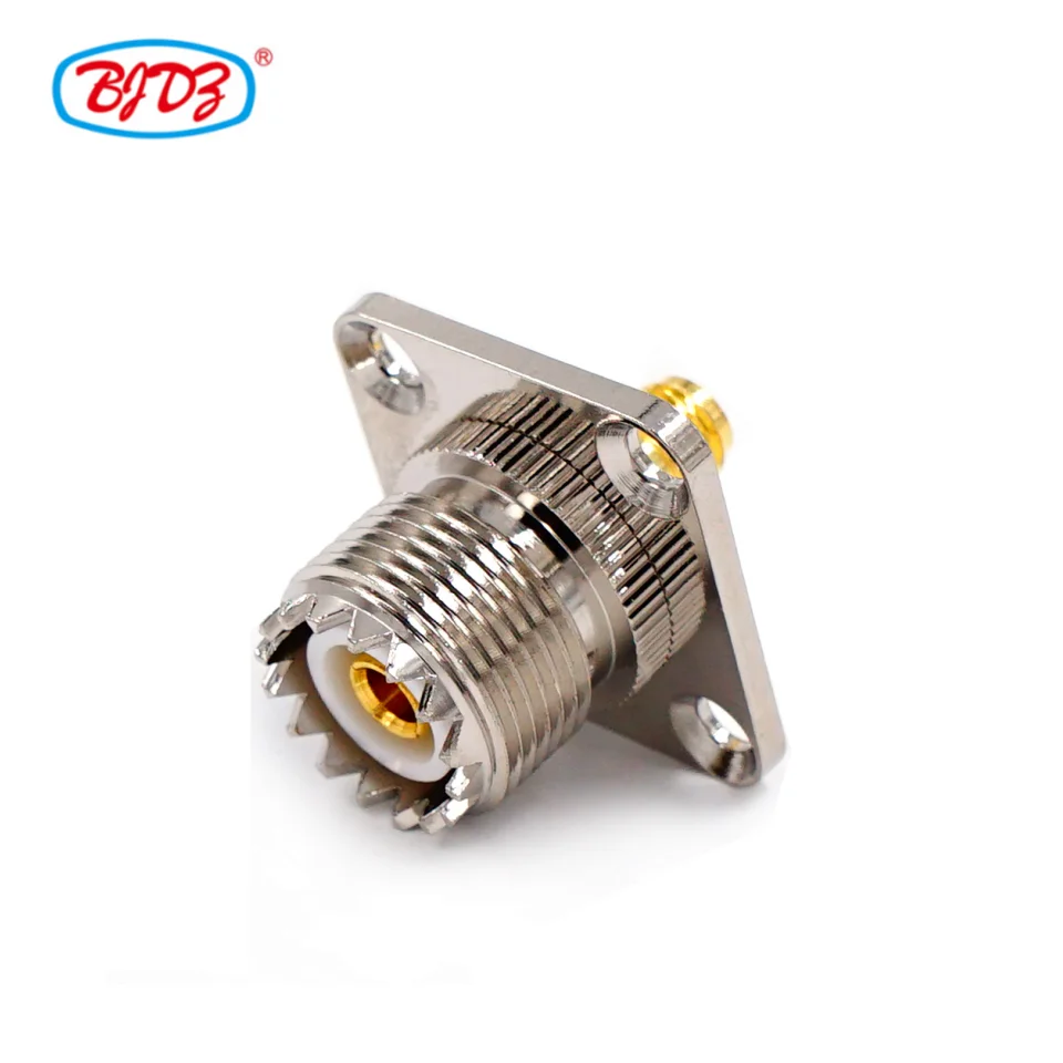 SO239 UHF Female To SMA Female Flange Connector UHF To SMA 4Hole Flange Panel Mount Socket RF Coaxial Adapters Brass Copper