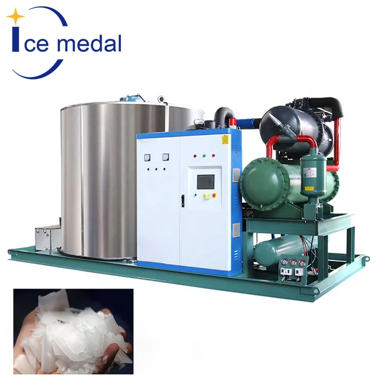 1000KG Big Capacity  Industrial Flack Ice Making Machine For Seafood Fresh