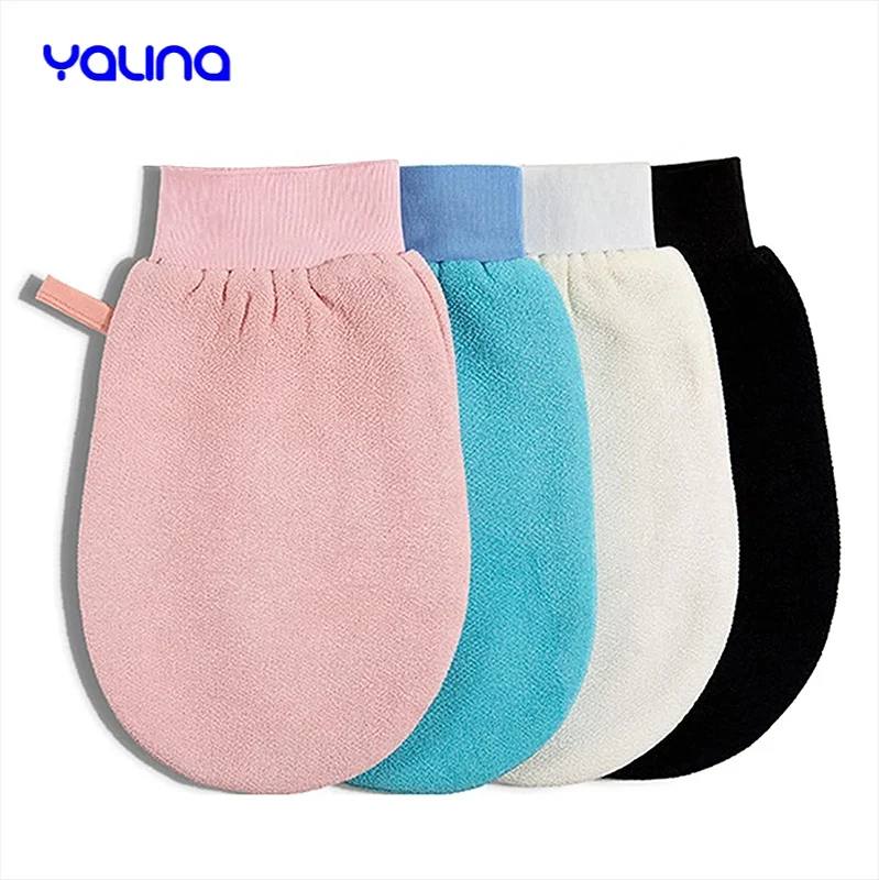 Hot Sale Popular Pure Color 100% Natural Viscose Exfoliating Glove Korean Scrub Glove Exfoliating Gloves