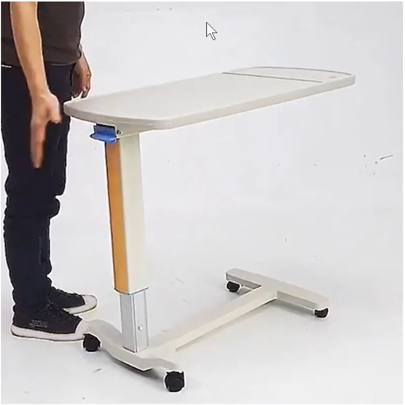 Durable Medical Dinning Table Medical Overbed Table Hospital Mobile Table Hydraulic Lifting With Wheels