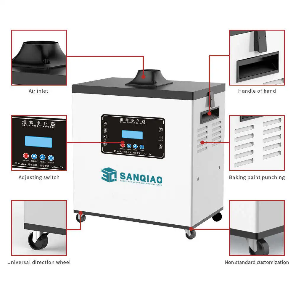 Extractor machine 300W Air flow fume extractor portable cleaner nail dust collector smoke evacuator HEPA Filter
