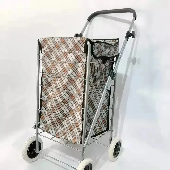 Wholesale four wheel Oxford cloth portable shopping cart folding shopping cart bag can be customized LOGO 4 wheel shopping troll