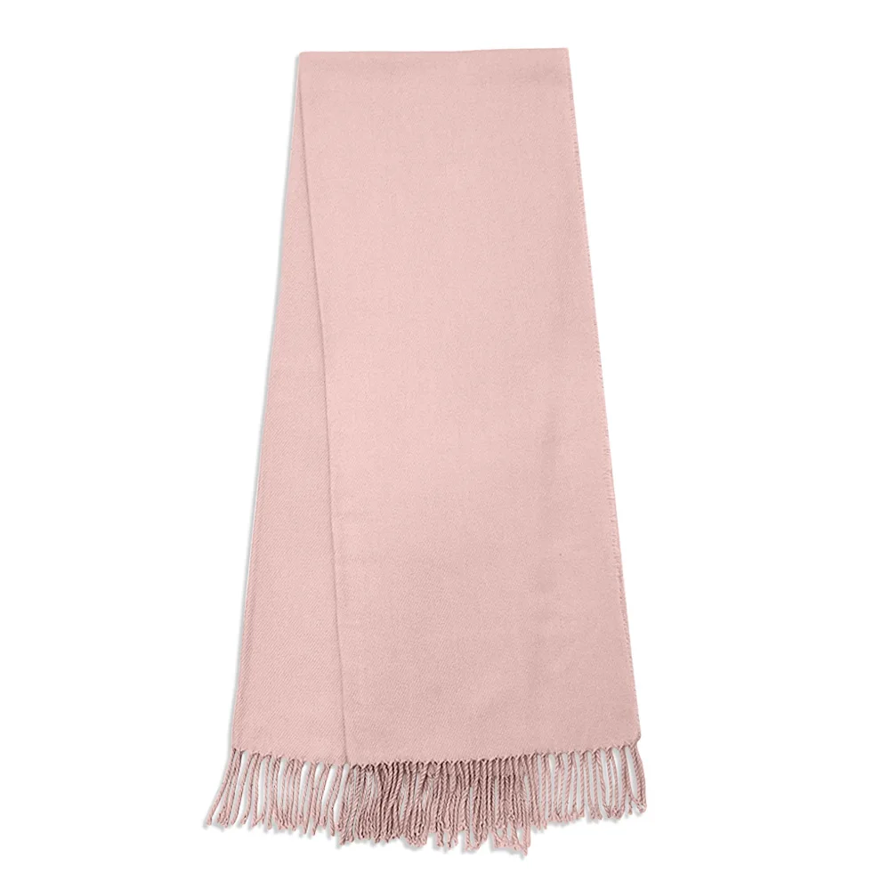 Embroidery Custom Winter Warm Feeling Pure Color Long Neck Gaiters Men Women Fashion Tassel Shawl Knitting Unisex